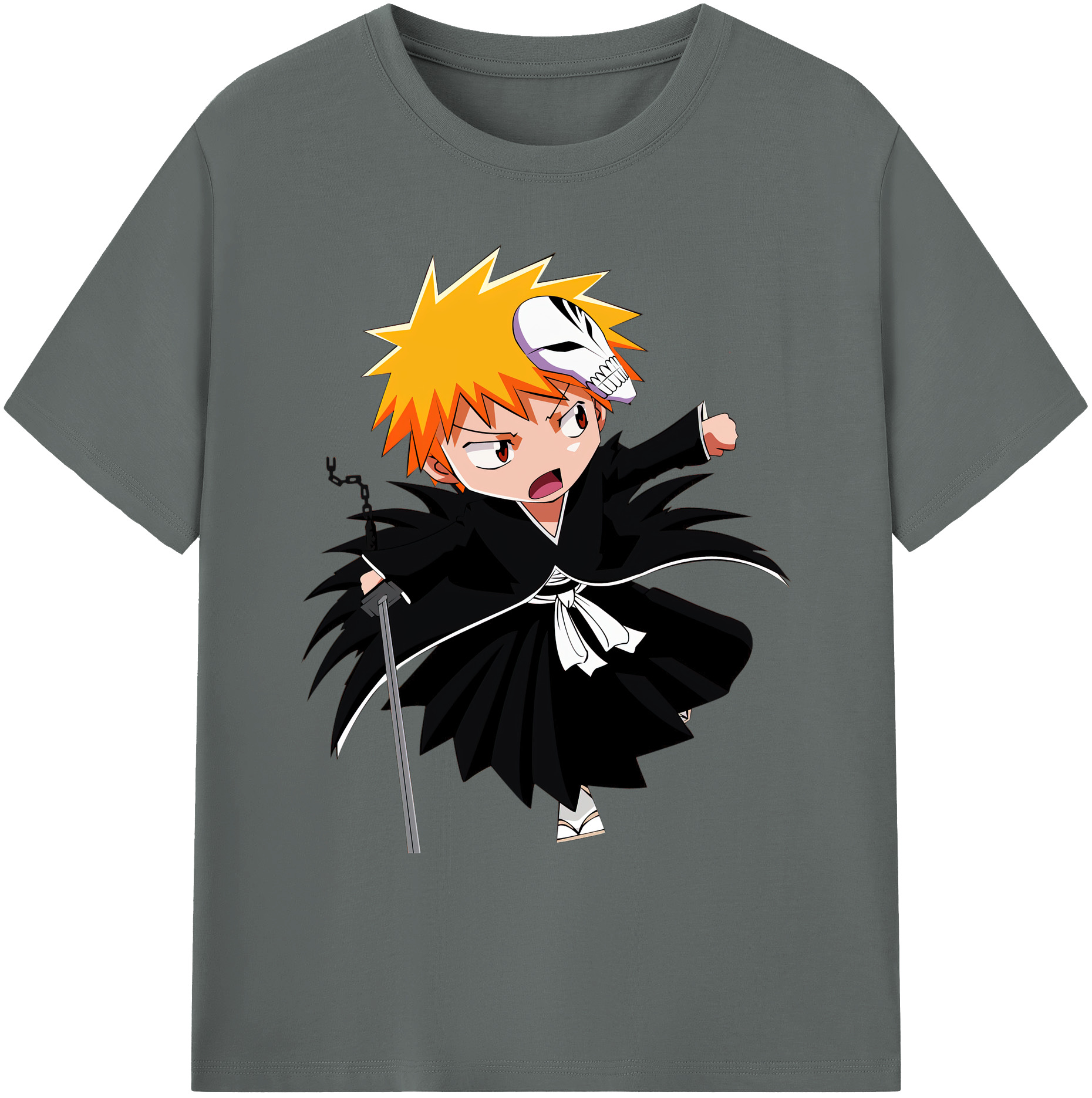 （画像用） ブリーチ 黒崎一護（くろさき いちご）BLEACH Kurosaki Ichigo 綿100％ メンズ半袖Tシャツ｜肌触りやわらか＆通気性